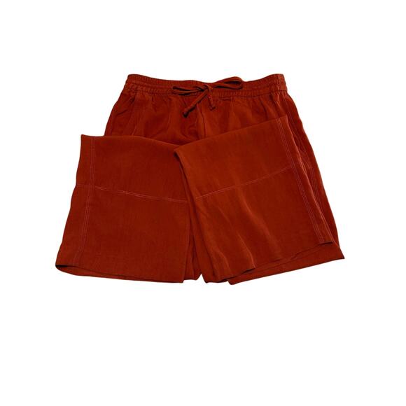 ZARA Wide-Leg Slacks Four-Pocket Burnt Orange Women’s M Elastic Tie Waist - Picture 13 of 16